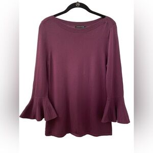 41 Hawthorn Tamzen Eggplant Bell Sleeve Modified Boatneck Pullover Sweater